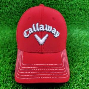 Callaway Golf Red Hat with White 3D Puff Spellout & Logo Fitted LG/XL A Flex EUC
